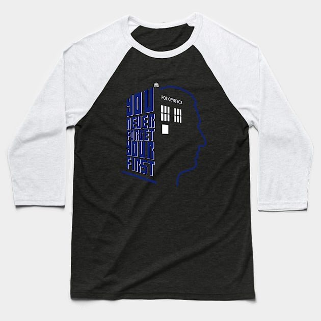 You Never Forget Your First - Doctor Who 9 Christopher Eccleston Baseball T-Shirt by jadbean